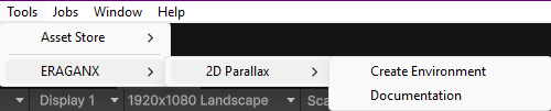 Supplied Tools menu reference with Create Environment and Documentation