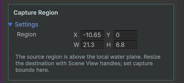 Capture Region example with X -10.65, Y 0, width 21.3 and height 6.8