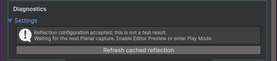 Diagnostics accepting the current configuration and offering a reflection refresh
