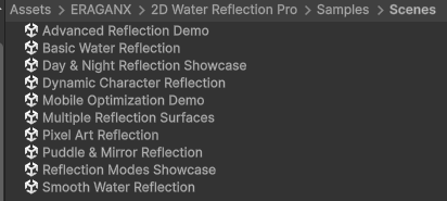 Samples Scenes folder containing all ten official reflection scenes