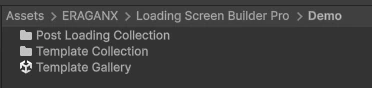 Demo folder containing the loading collection, post-loading collection and Template Gallery scene