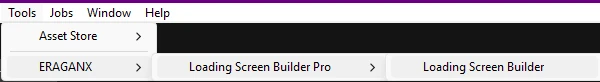The Tools menu path that opens Loading Screen Builder