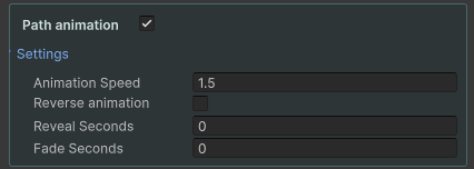 Trajectory path animation speed, direction, reveal and fade controls