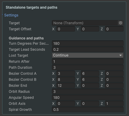 Standalone target and authored path controls
