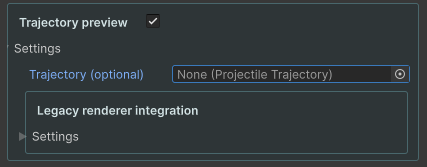 Trajectory preview component with an optional preview reference